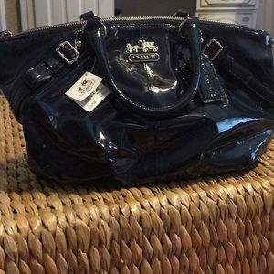 Coach Navy Patent Leather Bag. BRAND NEW with tags